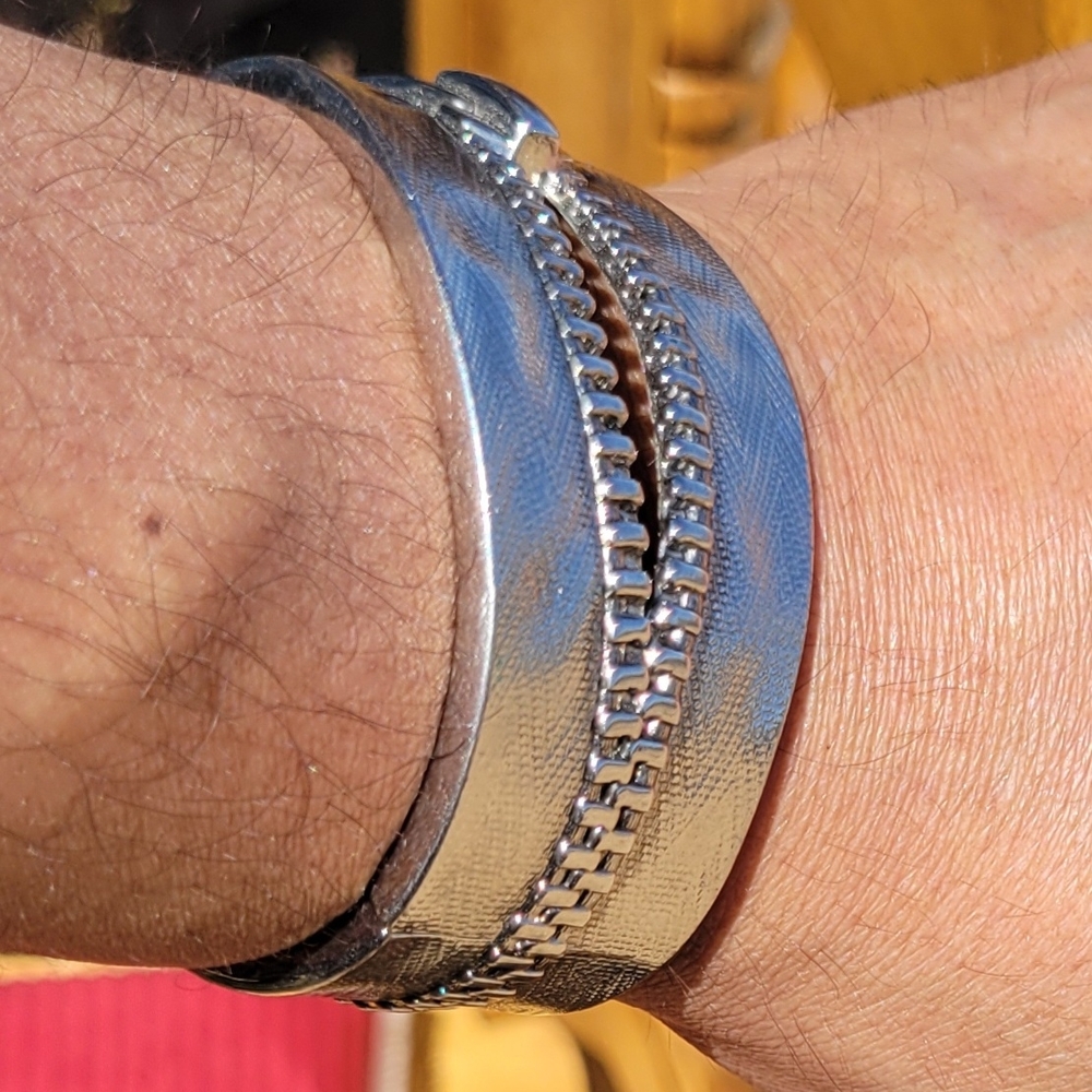 Metal Zipper Cuff Bracelet Unisex Bracer